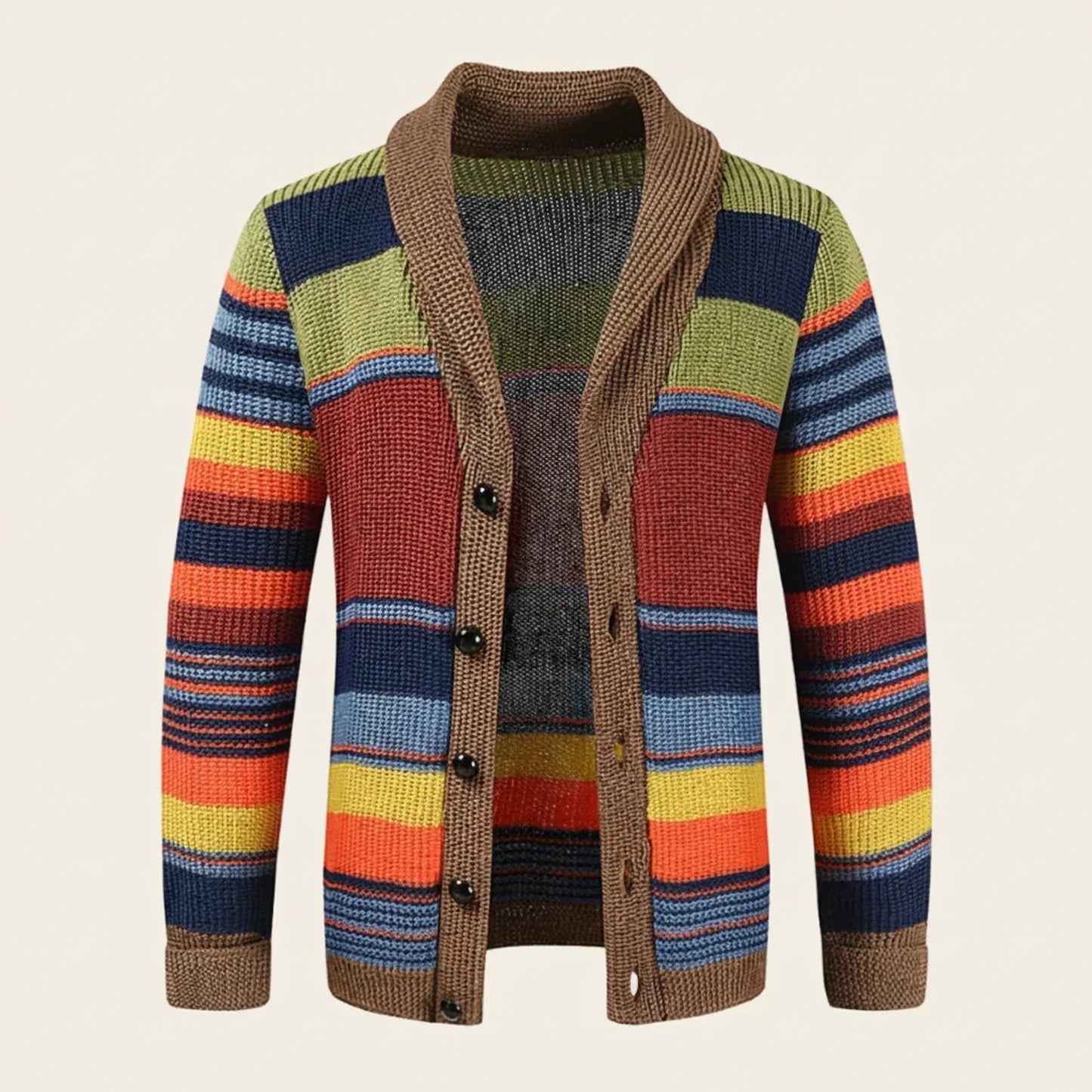 Herren Strickcardigan Gestreift mit Knöpfen - Eveloria