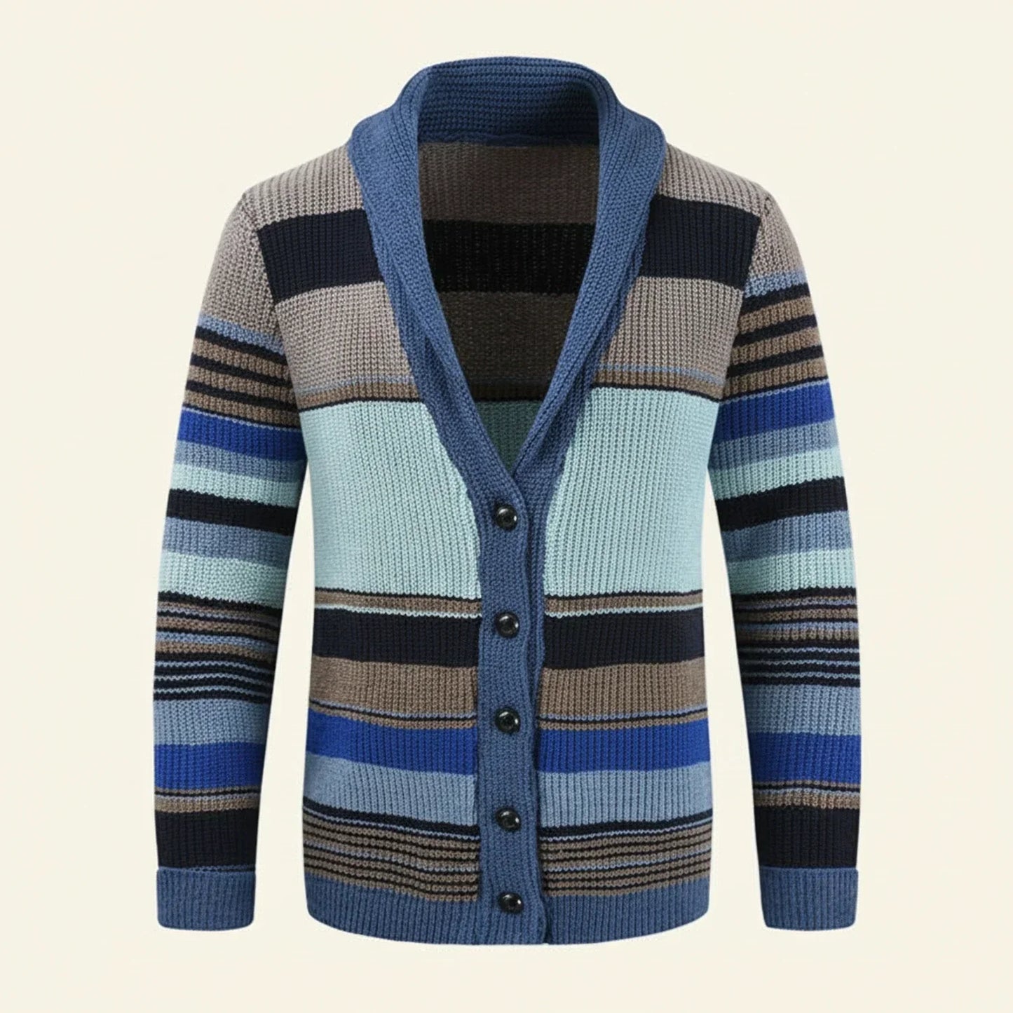 Herren Strickcardigan Gestreift mit Knöpfen