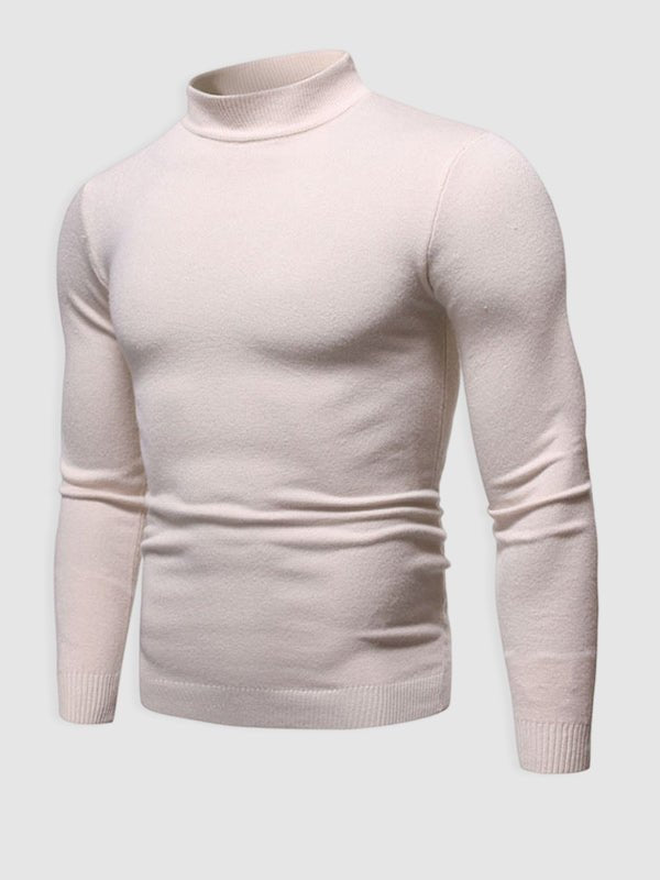 Herren Rollkragenpullover Slim-Fit aus Merino-Wolle Beige