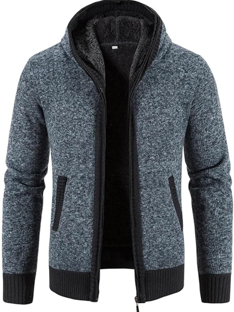 Herren Winter-Kapuzenjacke Reißverschluss Streifen