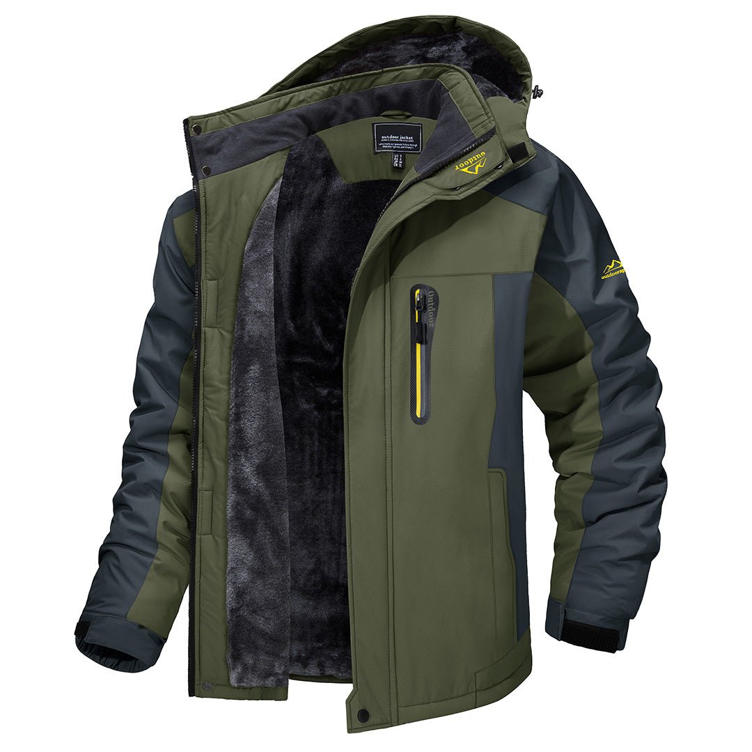 Herren Kältefeste Jacke Reißverschluss Schwarz - Eveloria