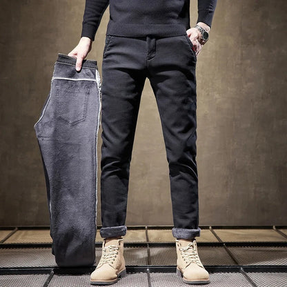 Herren Cordhose Slim Fit Fleece-Futter Braun - Eveloria