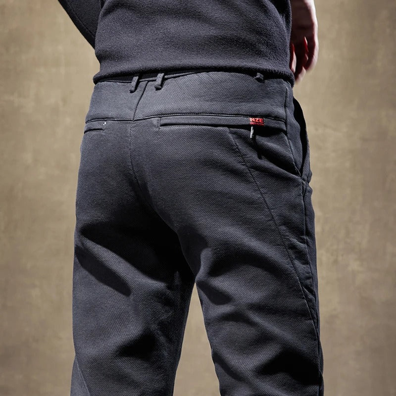 Herren Cordhose Slim Fit Fleece-Futter Braun