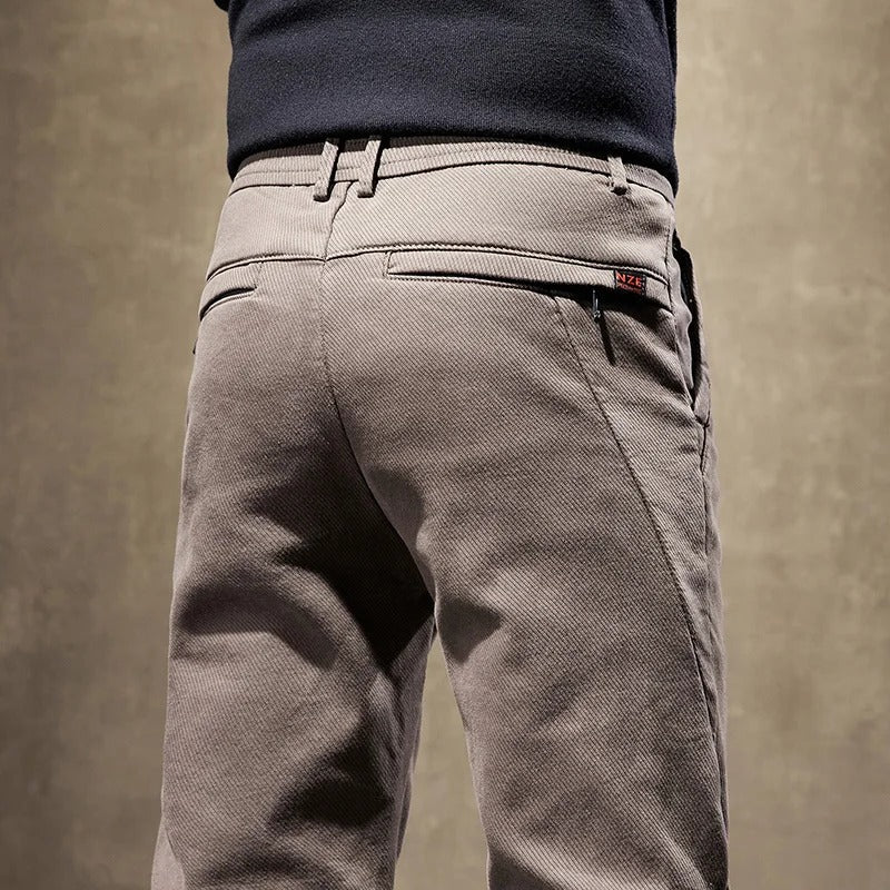 Herren Cordhose Slim Fit Fleece-Futter Braun
