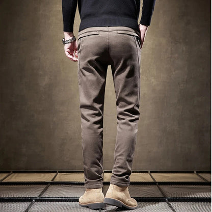 Herren Cordhose Slim Fit Fleece-Futter Braun