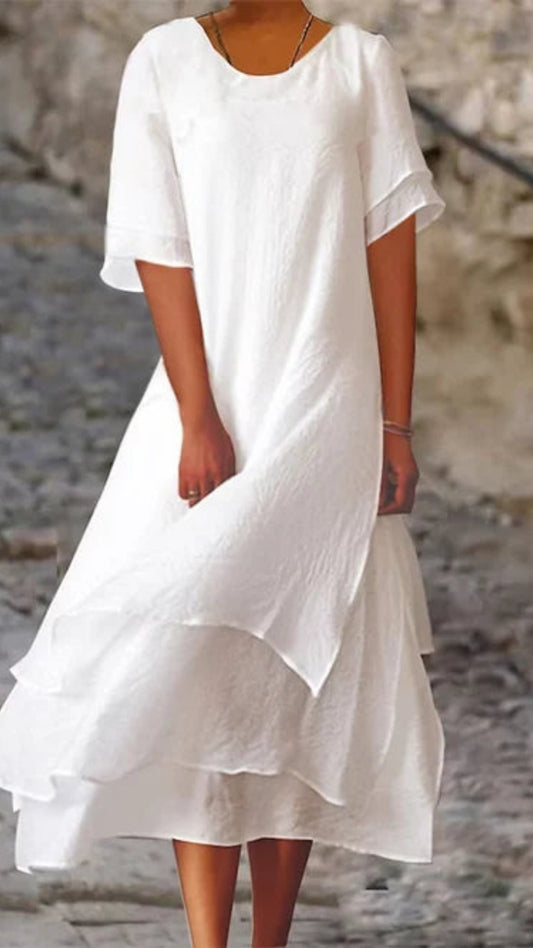 Damen Midi-Abendkleid Mehrlagiger Saum Elegantes Kleid - Eveloria