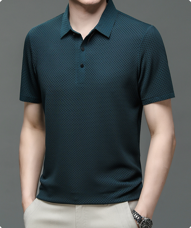 Herren Polo-Shirt Kurzarm Strukturstoff Business Lässig