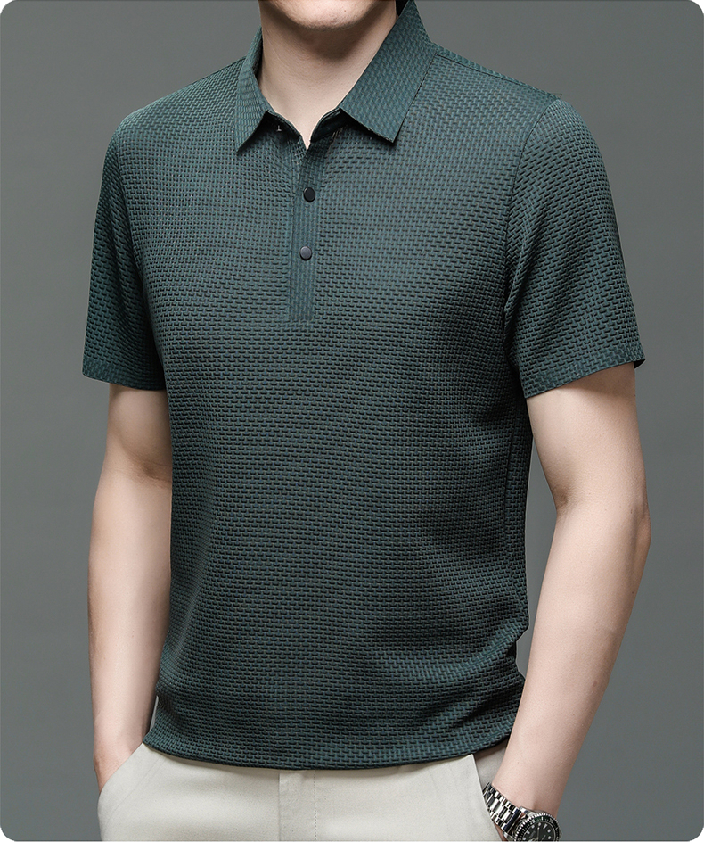 Herren Polo-Shirt Kurzarm Strukturstoff Business Lässig