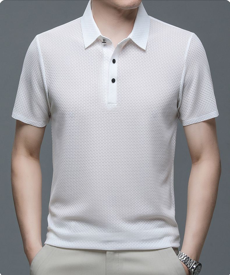 Herren Polo-Shirt Kurzarm Strukturstoff Business Lässig