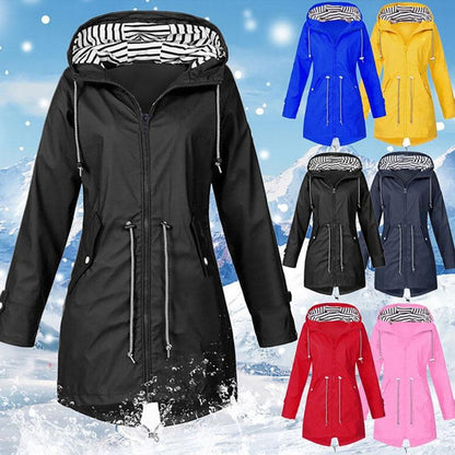 Eveloria Damen Regenjacke Wind- und wasserdicht Lang