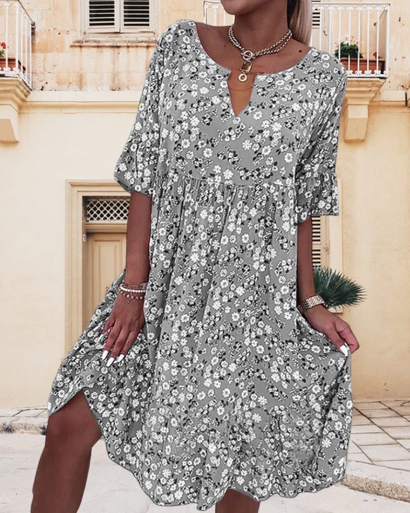 Eveloria Damen Kleid Blumenmuster Locker Leicht
