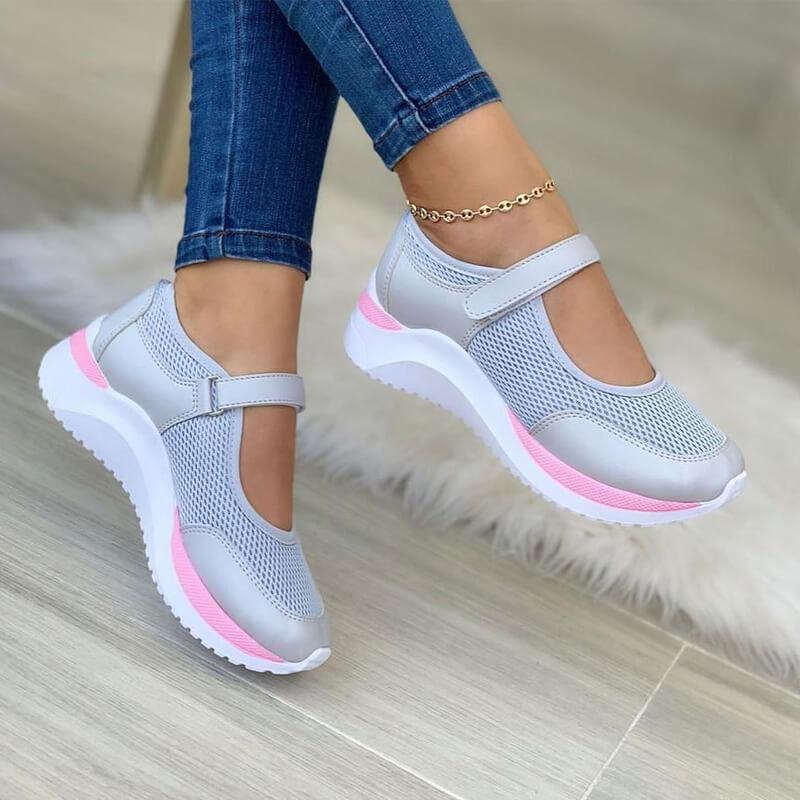 Damen Mesh Sneaker Klettverschluss Komfortschuhe - Eveloria