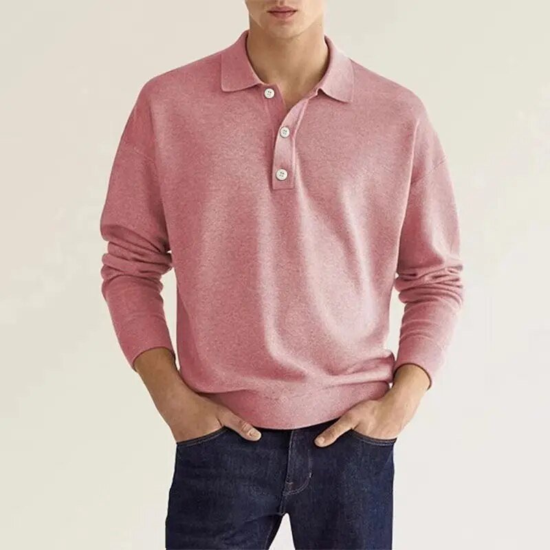 Eveloria Herren Langarm Poloshirt Klassisch