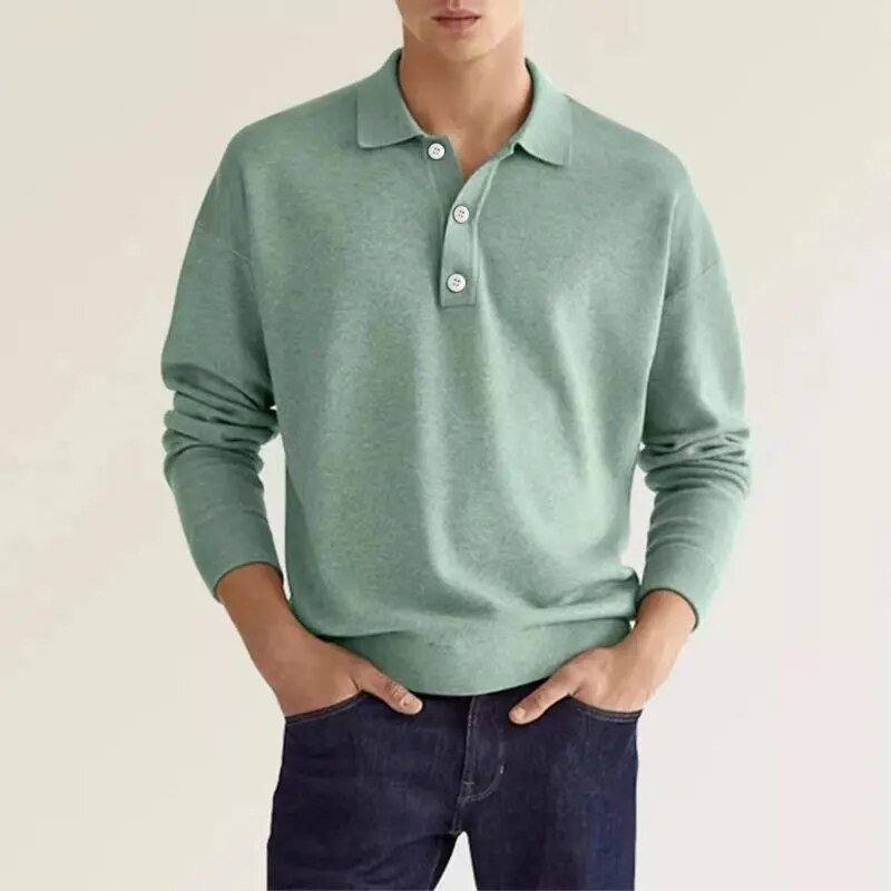 Eveloria Herren Langarm Poloshirt Klassisch
