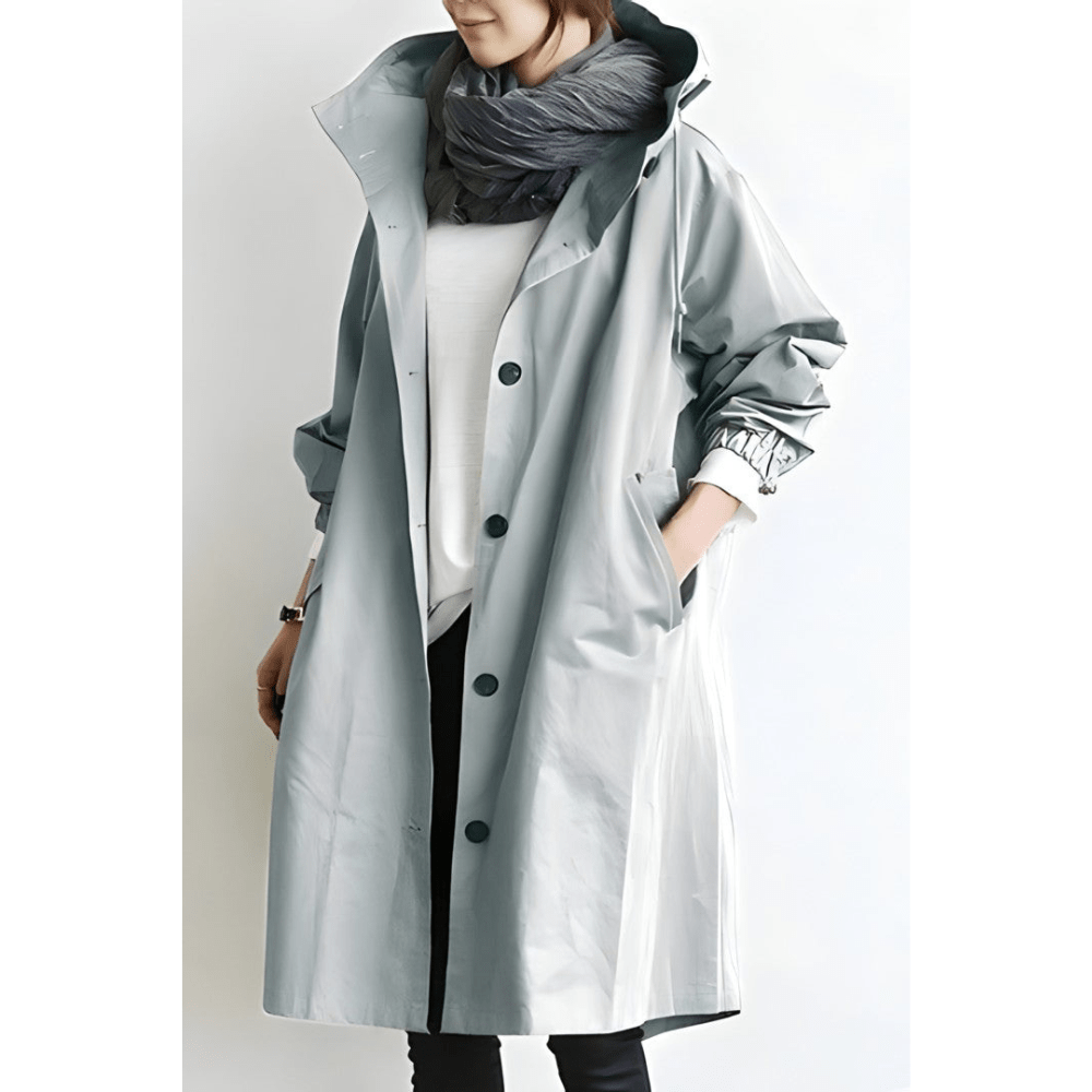 Eveloria Damen Trenchcoat Wetterfest mit Kapuze
