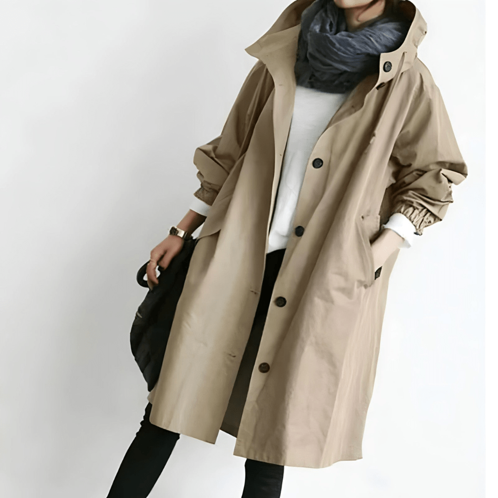 Eveloria Damen Trenchcoat Wetterfest mit Kapuze