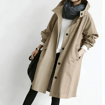 Eveloria Damen Trenchcoat Wetterfest mit Kapuze