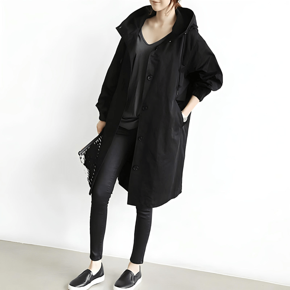 Eveloria Damen Trenchcoat Wetterfest mit Kapuze