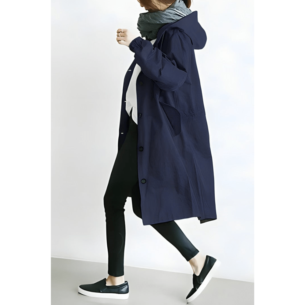 Eveloria Damen Trenchcoat Wetterfest mit Kapuze