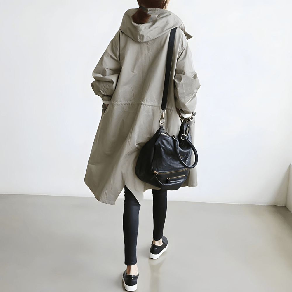 Eveloria Damen Trenchcoat Wetterfest mit Kapuze - Eveloria