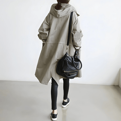 Eveloria Damen Trenchcoat Wetterfest mit Kapuze - Eveloria