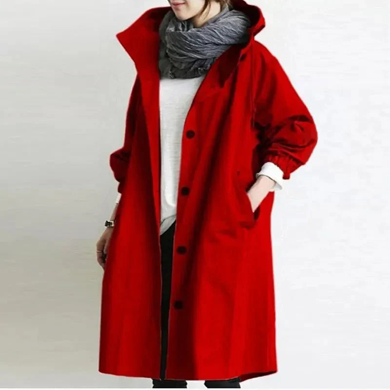 Eveloria Damen Trenchcoat Wetterfest mit Kapuze