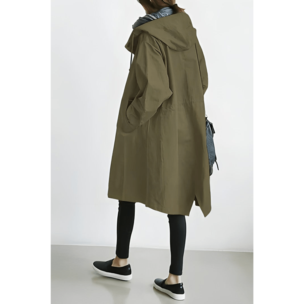 Eveloria Damen Trenchcoat Wetterfest mit Kapuze