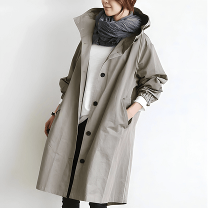 Eveloria Damen Trenchcoat Wetterfest mit Kapuze
