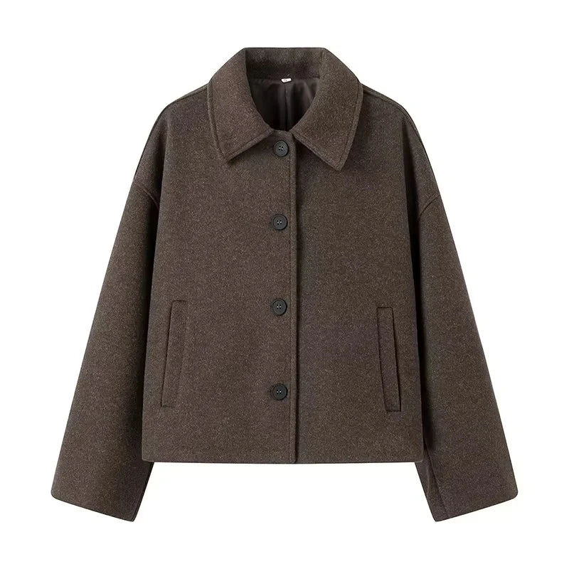 Damen Übergangsjacke Oversize mit Knöpfen und Reverskragen