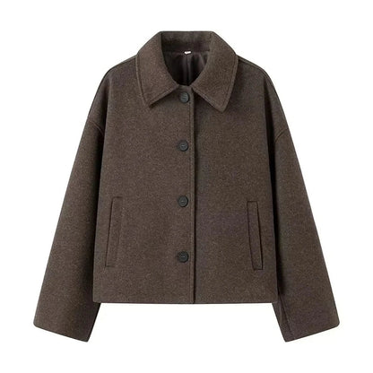Damen Übergangsjacke Oversize mit Knöpfen und Reverskragen