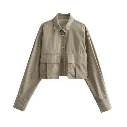 Damen Bequemes Cropped-Hemd Baumwolle Weich Pastellfarben