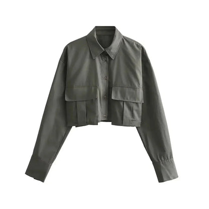 Damen Bequemes Cropped-Hemd Baumwolle Weich Pastellfarben
