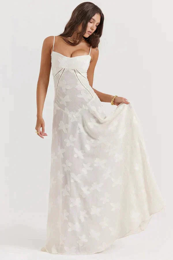 Eveloria Damen Maxi-Sommerkleid Weiß