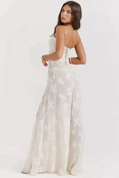 Eveloria Damen Maxi-Sommerkleid Weiß