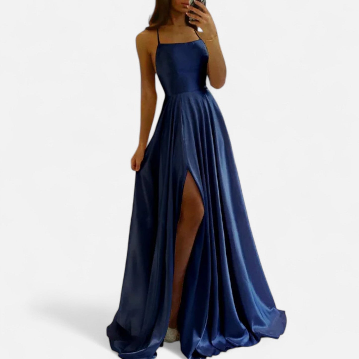 Damen Hochzeitsgastkleid Maxikleid mit Schlitz