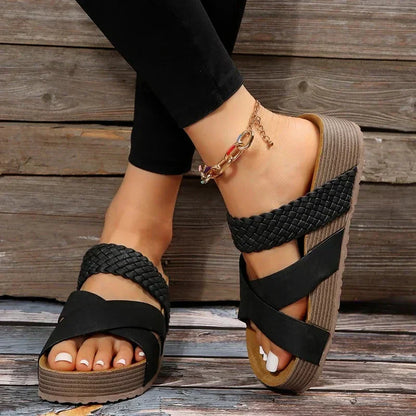 Damen Plattform Slide Sandalen