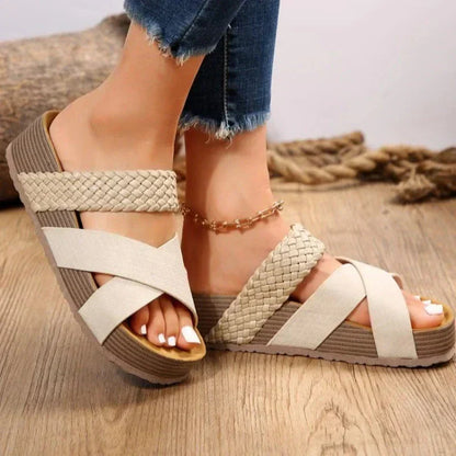 Damen Plattform Slide Sandalen