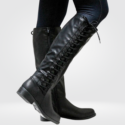 Damenstiefel Blockabsatz Schnürung
