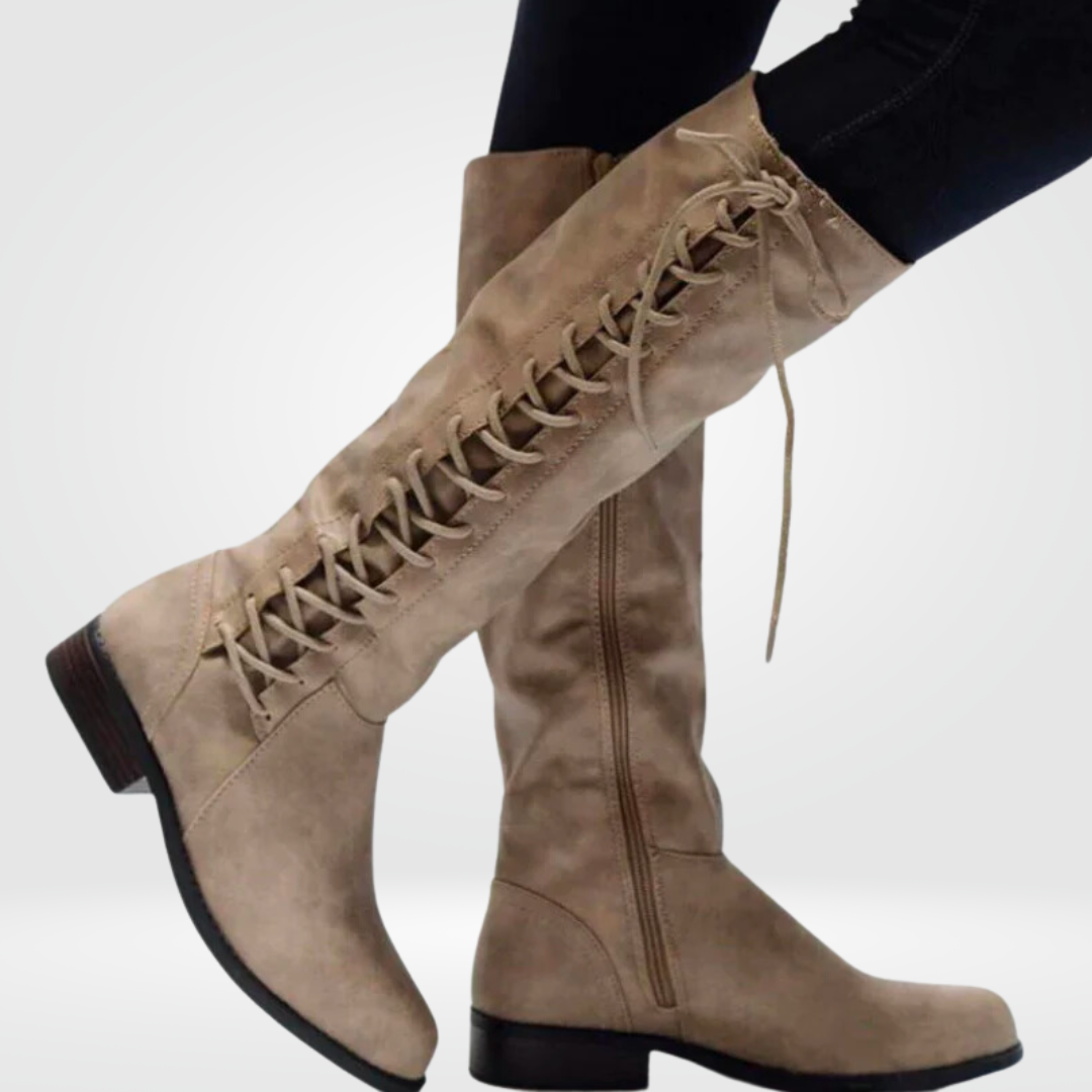 Damenstiefel Blockabsatz Schnürung