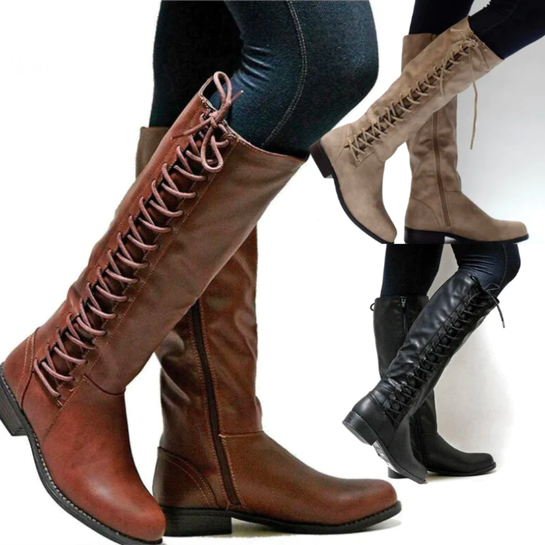Damenstiefel Blockabsatz Schnürung