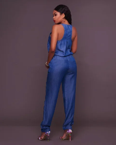 Eveloria Damen Jeans Jumpsuit