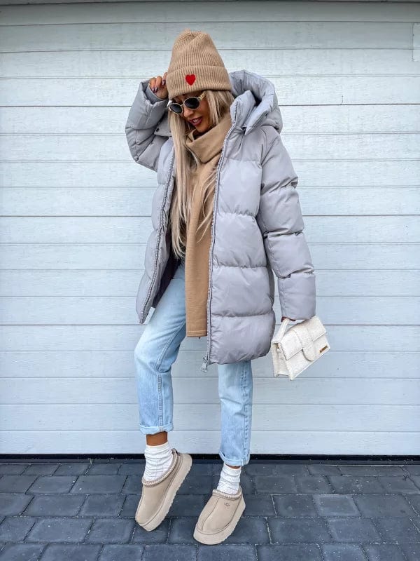 Damen Pufferjacke Oversized Stepp-Design Hochkragen