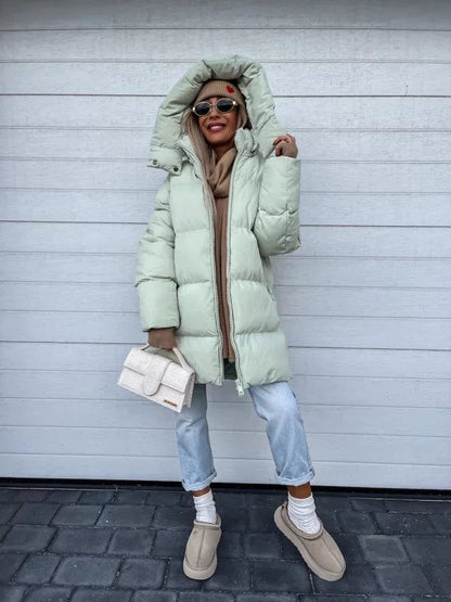 Damen Pufferjacke Oversized Stepp-Design Hochkragen