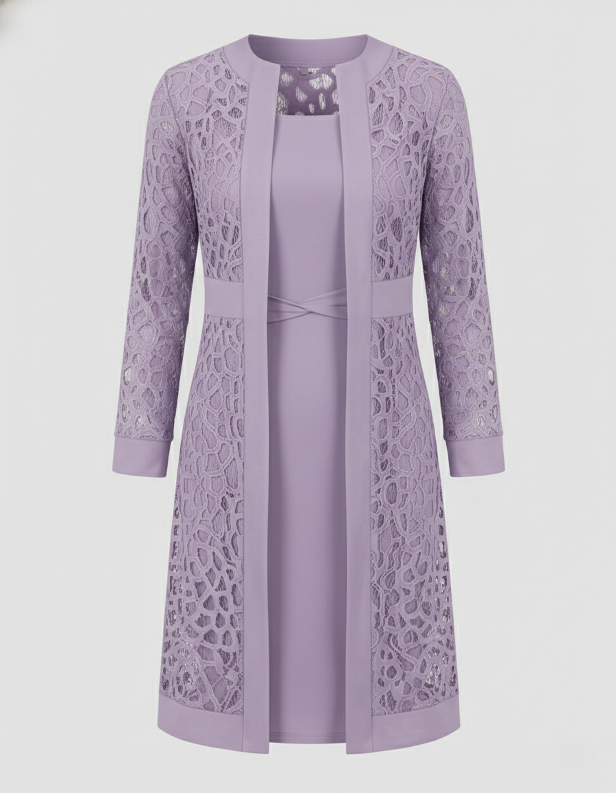 Elegantes Damenkleid aus Spitze Cardigan-Stil
