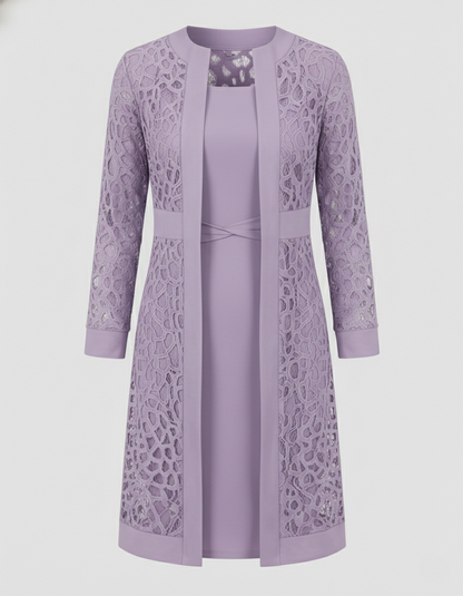 Elegantes Damenkleid aus Spitze Cardigan-Stil
