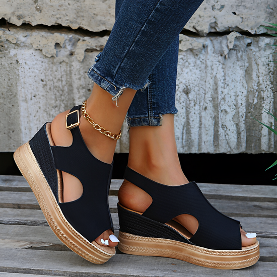 Eveloria Damen Sandalen Leder Elegant Schnallenriemen