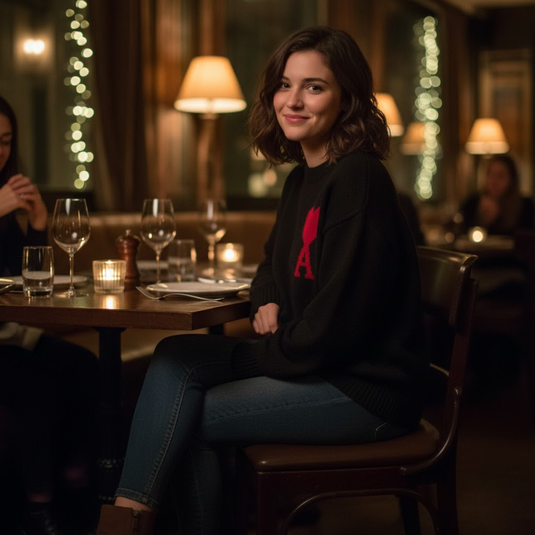 Damen Pullover Herzmotiv Weich