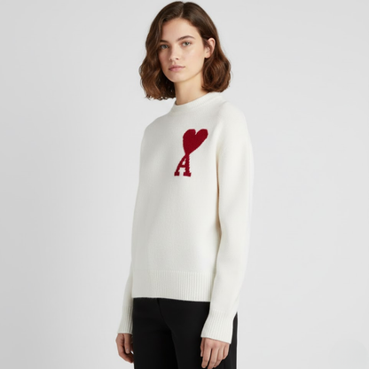 Damen Pullover Herzmotiv Weich