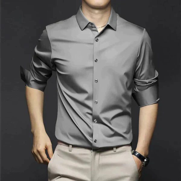 Herren Slim Fit Hemd Frühling Leicht Baumwolle Weiß