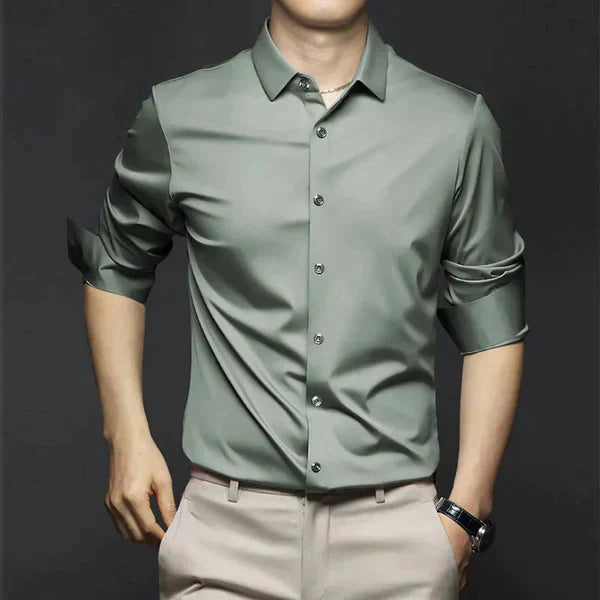 Herren Slim Fit Hemd Frühling Leicht Baumwolle Weiß